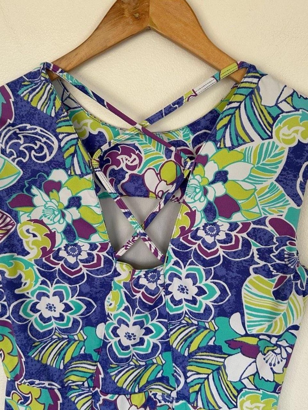 Title Nine Steadfast Diamalete Dress Blue Floral Sleeveless Strappy Back Small - Picture 5 of 7